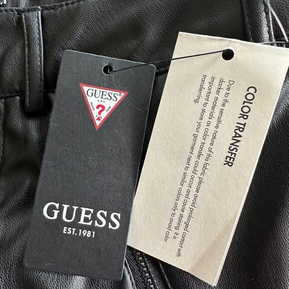 GUESS Women's Soto Faux Leather Skinny Pant Jet Black Sz 0 - Picture 8 of 12